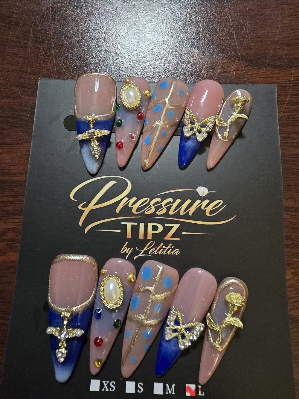 Pink & Blue Decorative Press-On Nail Set